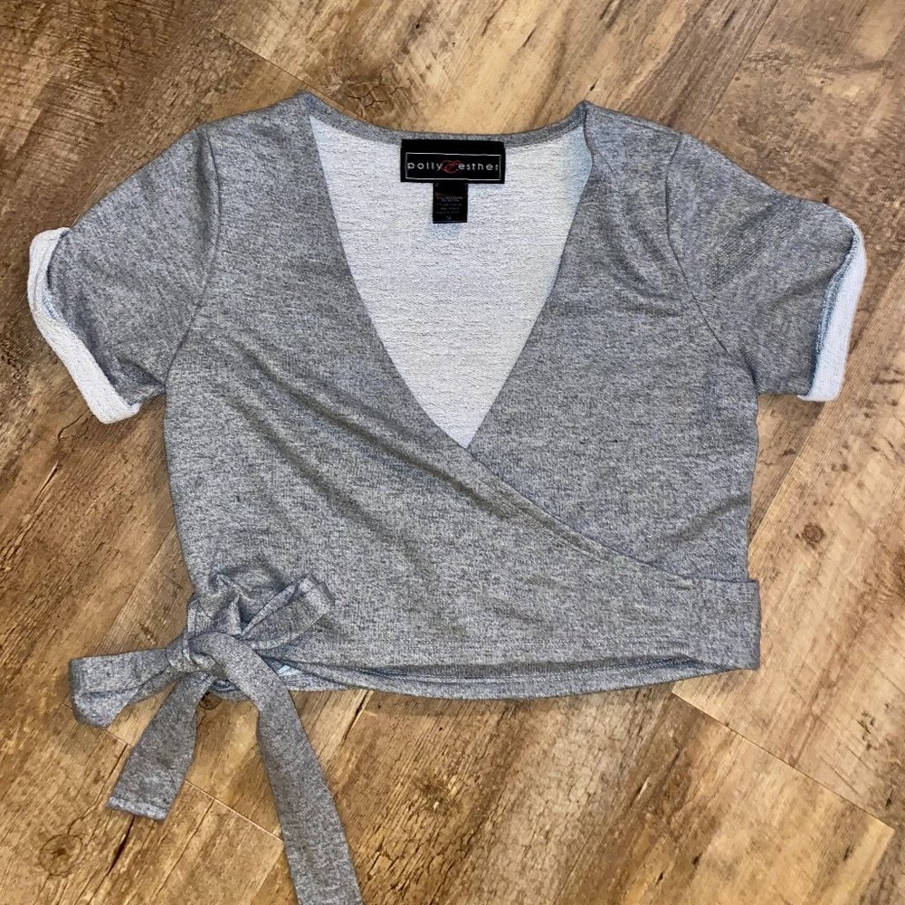 Grey Wrap Top with tie